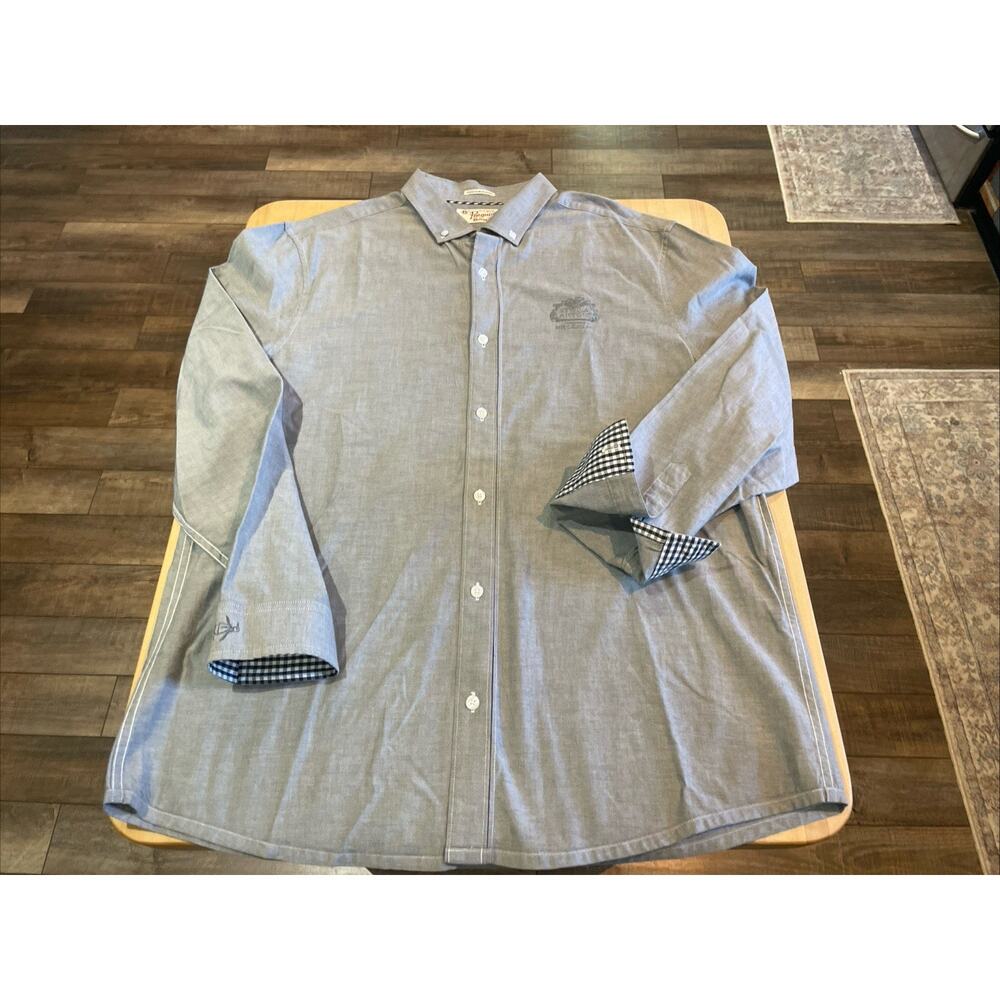 Original Penguin Men’s Gray Button Down Shirt Slim Fit Stella Artois Logo Collab